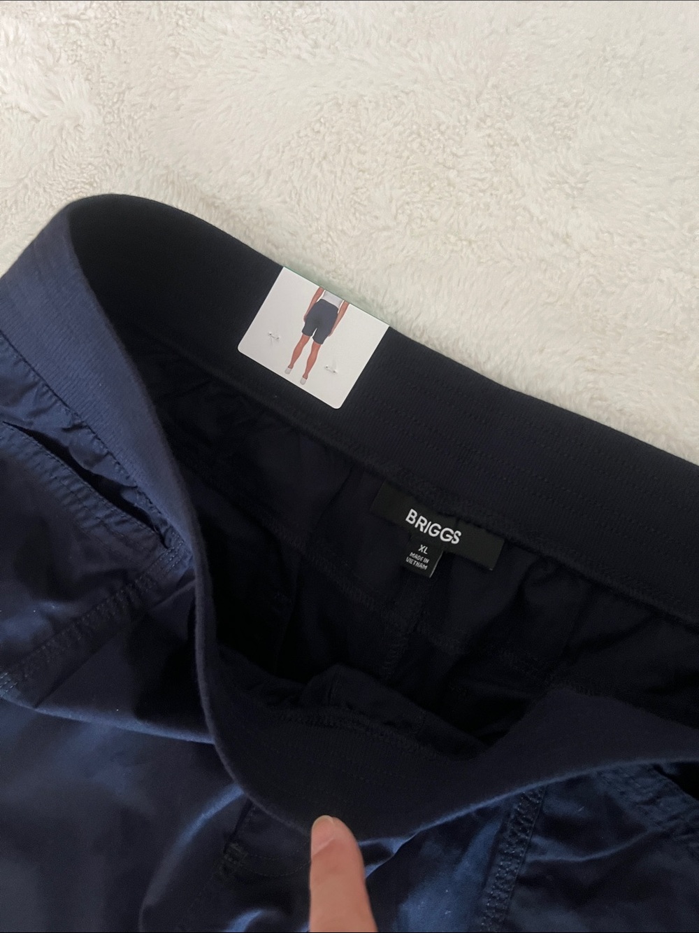 NWT Briggs Navy Elastic-Waist Bermuda Shorts with Roll-Cuff with pocket size XL - Picture 12 of 14